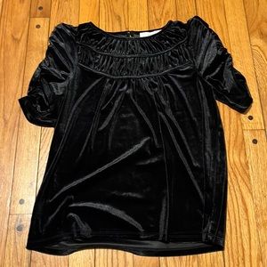 Loft Black Velvet Feel Blouse Size XS